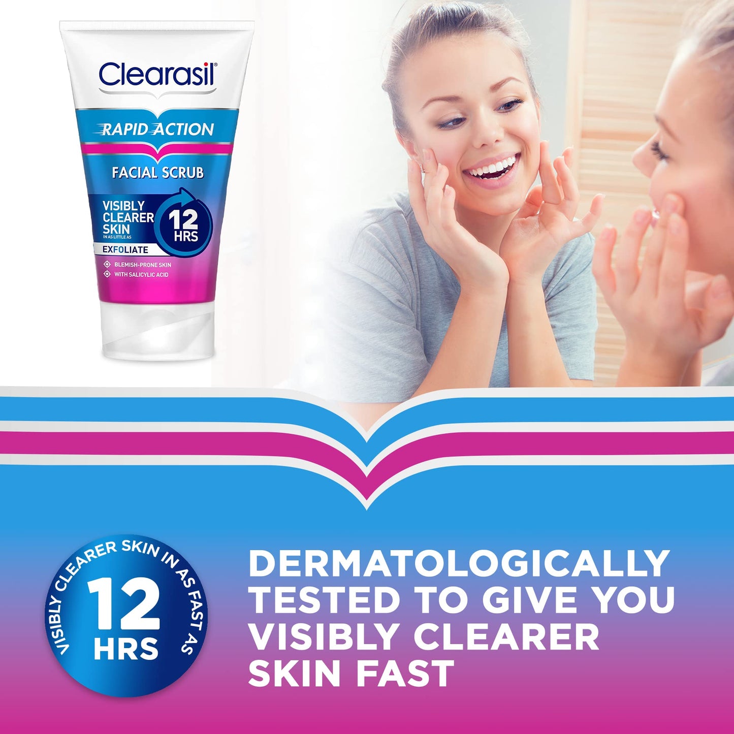 Clearasil Rapid Action Exfoliating Scrub, For Acne Prone Skin, Unclog Pores, Reduces Blackheads, Pimples & Excess Oil, Everyday Spots Prevention, Pack Of 3 x 125 ml