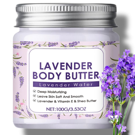 IZBEAUVO Lavender Body Butter - Organic Shea Butter Vitamin E, Self Care Replenishes, Soothes Dry & All Skin, Softens & Boosts Skin Overall Moisture and Radiance, Vegan Butter Body Butter for Women