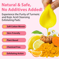 Buyourtaste Kojic Acid and Turmeric Pads 50Pcs, Turmeric Kojic Acid Cleaning Pads, Turmeric Face Pad, Turmeric Exfoliating Foaming Pads, Facial Sponges for Cleansing, Fade Acne, Dark Spots, Hyperpigmentation (1)