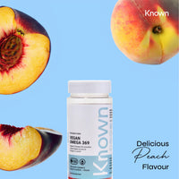 Vegan Omega 369 Gummies by Known Nutrition | Natural Heart and Brain Health Support | Delicious Natural Peach Flavour | 60 Two-a-Day Vegan Vitamin Gummies (One Month’s Supply)