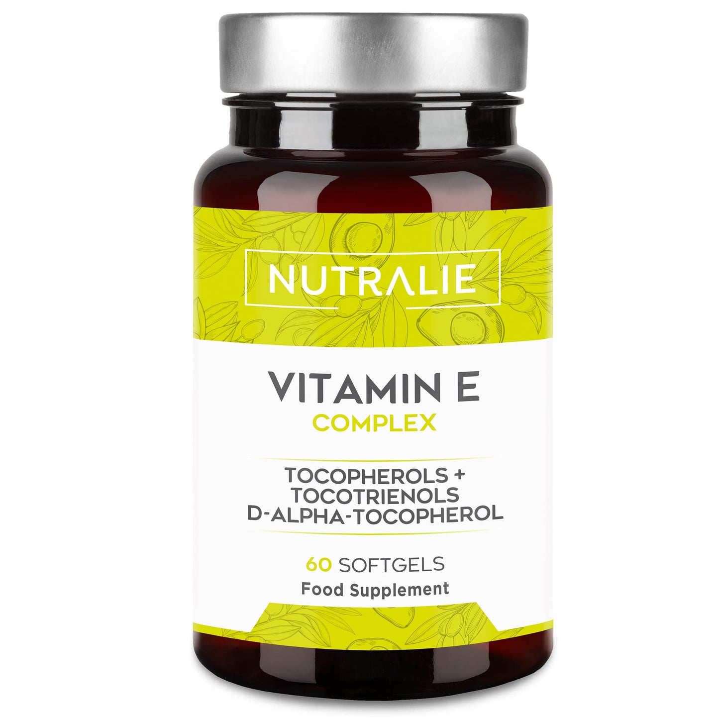 NUTRALIE Vitamin E Natural Source and Maximum Absorption | High Strength Antioxidant Cell Protection with 8 Molecules of Tocopherols and Tocotrienols | 60 Softgel Capsules Nutralie