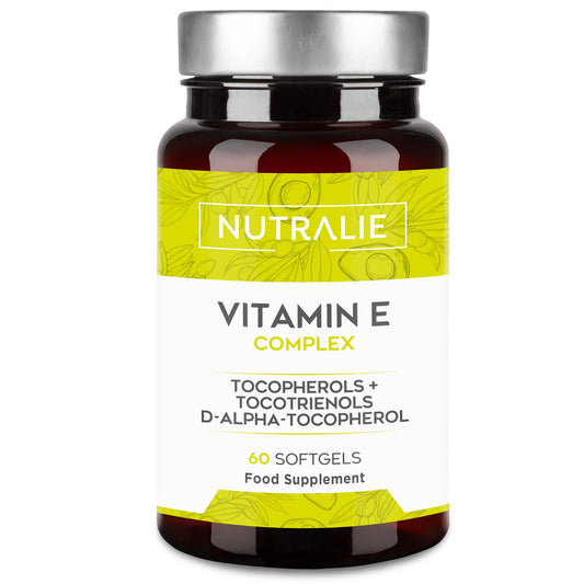 NUTRALIE Vitamin E Natural Source and Maximum Absorption | High Strength Antioxidant Cell Protection with 8 Molecules of Tocopherols and Tocotrienols | 60 Softgel Capsules Nutralie