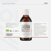 Organic Castor Oil 100ml | 100% Unrefind & Cold Pressed - Hexane Free | for Skin & Hair | Food-Grade & Sustainably Sourced - By Alpha01