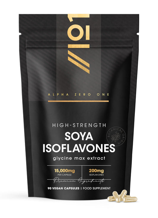 SOYA Isoflavones Extract 15,000mg – High Strength 40% Isoflavones – 90 Vegan Capsules – High Strength Glycine Max Extract –3 Months Supply – by Alpha01