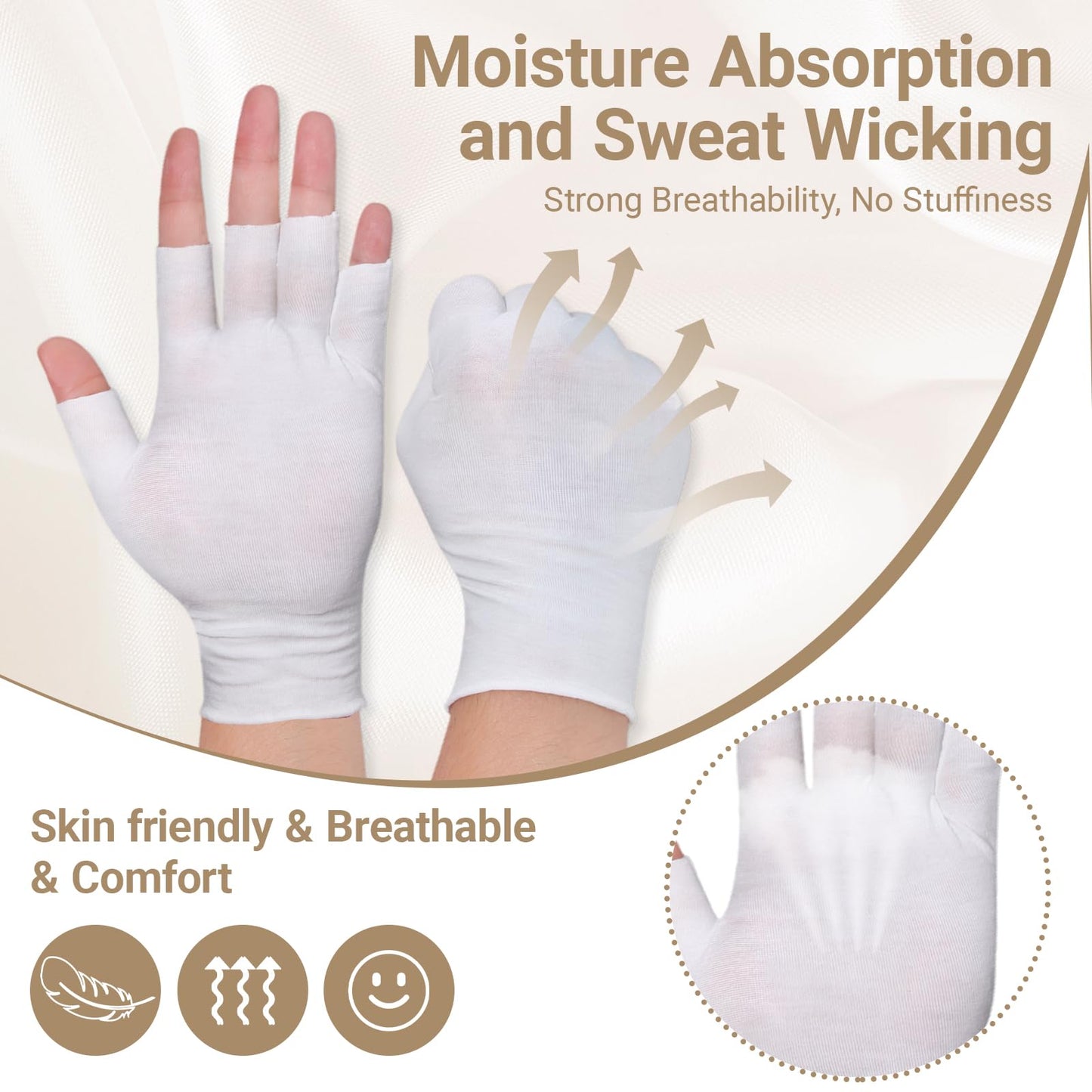 15 Pairs Eczema Gloves, Cotton Gloves for Eczema, Moisturising Gloves for Sleeping Spa Treatment Overnight Hydration for Both Men and Women (White, Black and Gray)