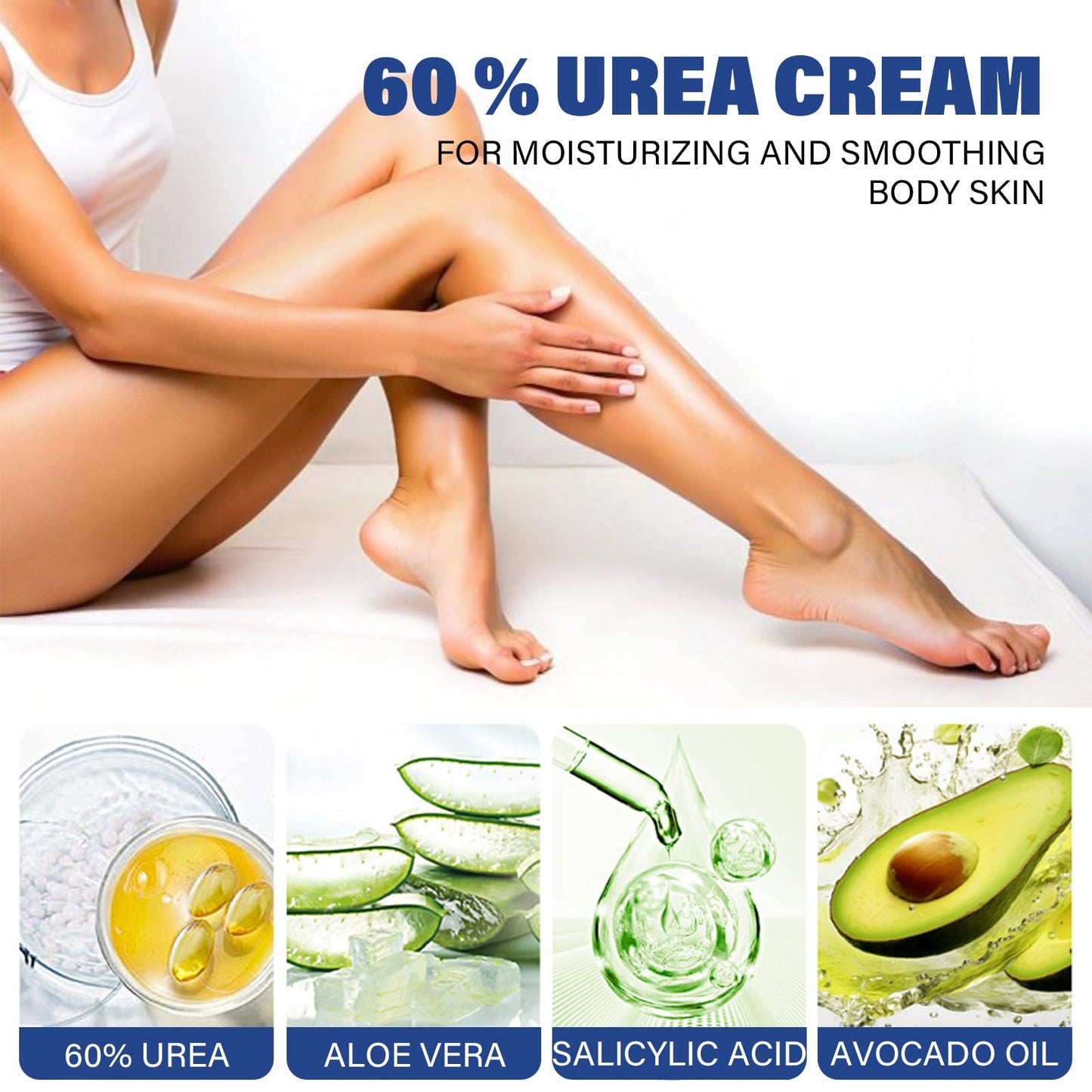 2PC Urea Cream 60 Percent for Feet, Cracked Heel Repair Cream Deeply Moisturizing with Aloe Vera, Urea Foot Cream for Cracked Heels and Dry Skin, Foot Moisturiser