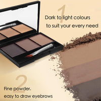 HAORQEE Eyebrow Eyebrow Powder Palette, Dark Brown Light Brown Brow Powder Shaping Kit Eyebrow Filler Brow Tint Root Touch Up Face Contour Hairline Powder, Natural Waterproof Long Lasting Make-Up Palette
