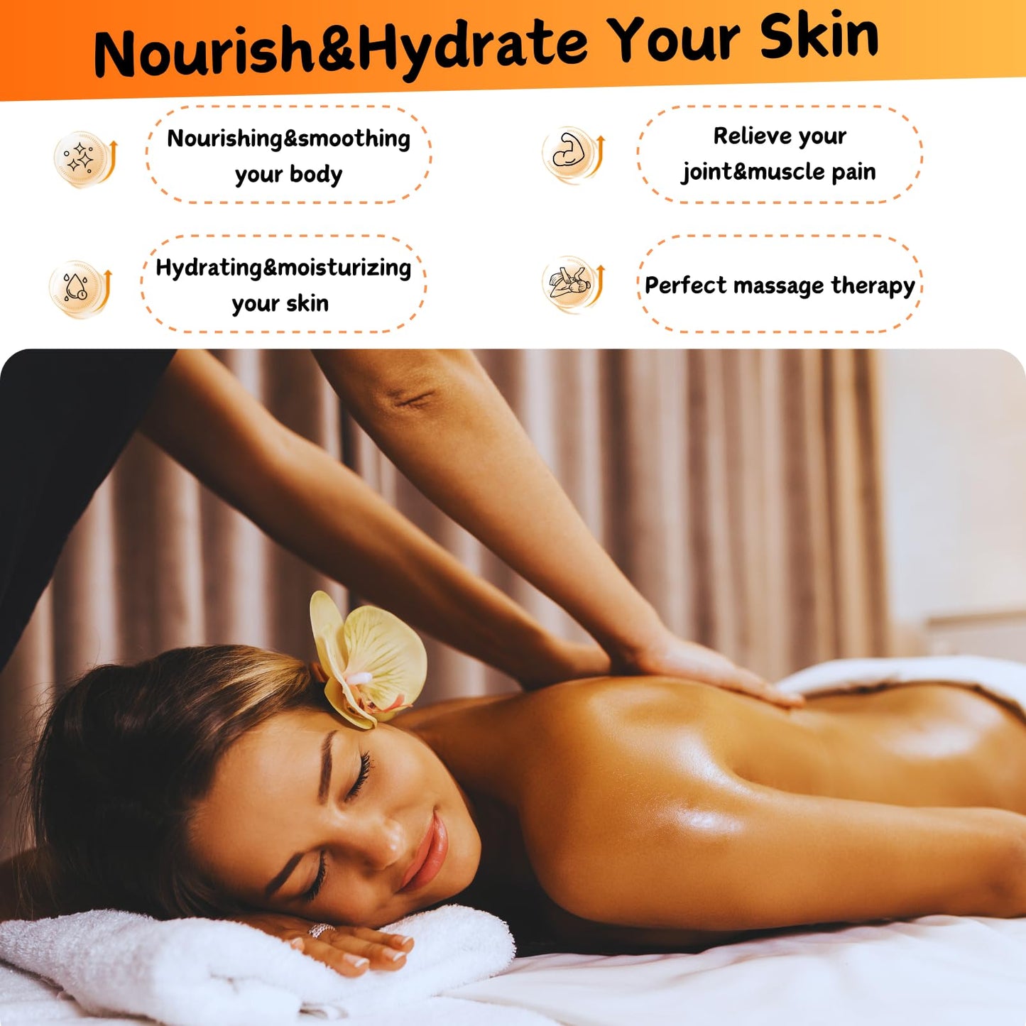 Turmeric Massage Oil 200ml, Massage Oils for Massage Therapy, Gentle&Warming Turmeric Oil for Skin, Body Oil for Men&Women, Lymphatic Drainage, Massage Oil for Muscle Pain