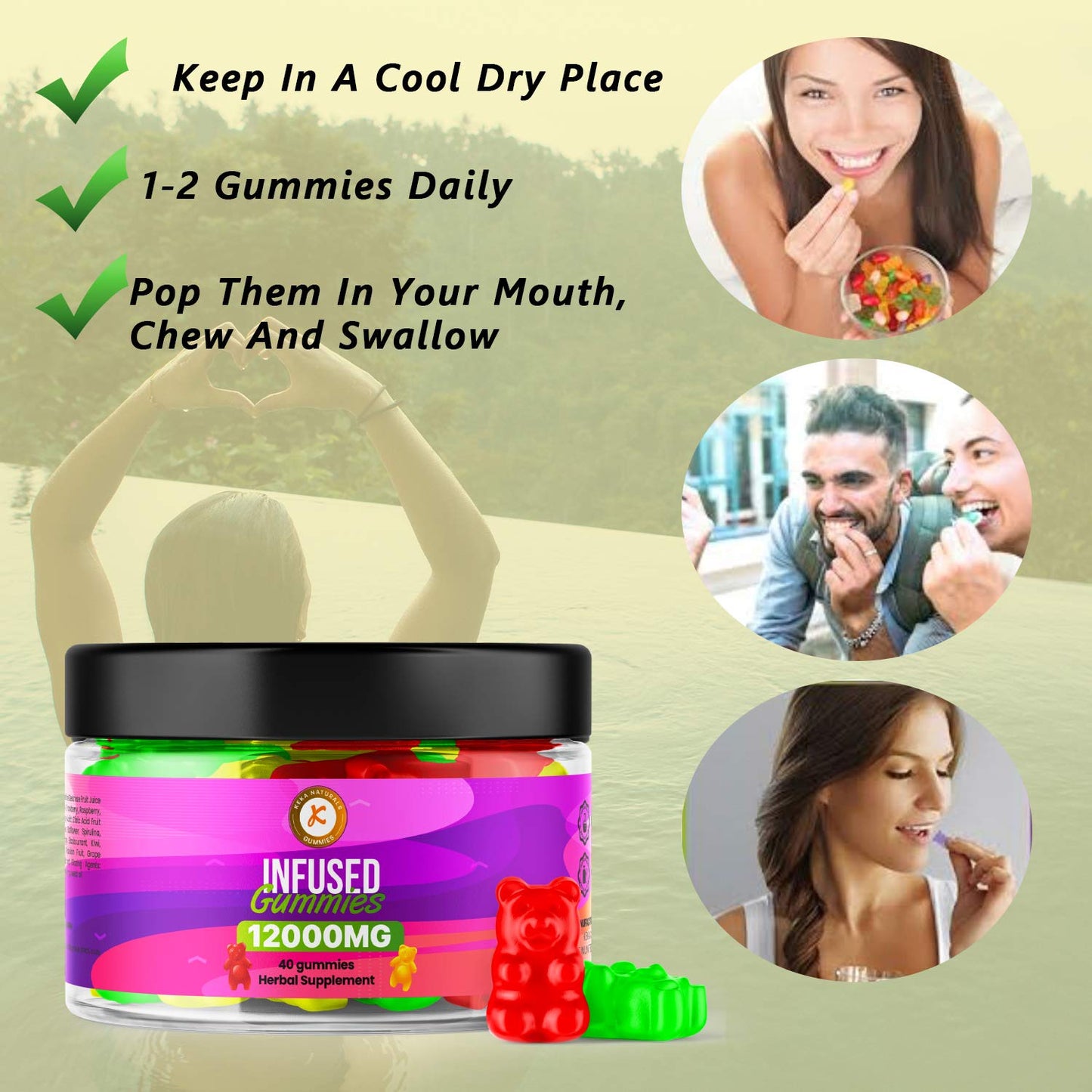 Premium Gummies | 12000mg | 40 Gummies | Max Strength | Made in UK |