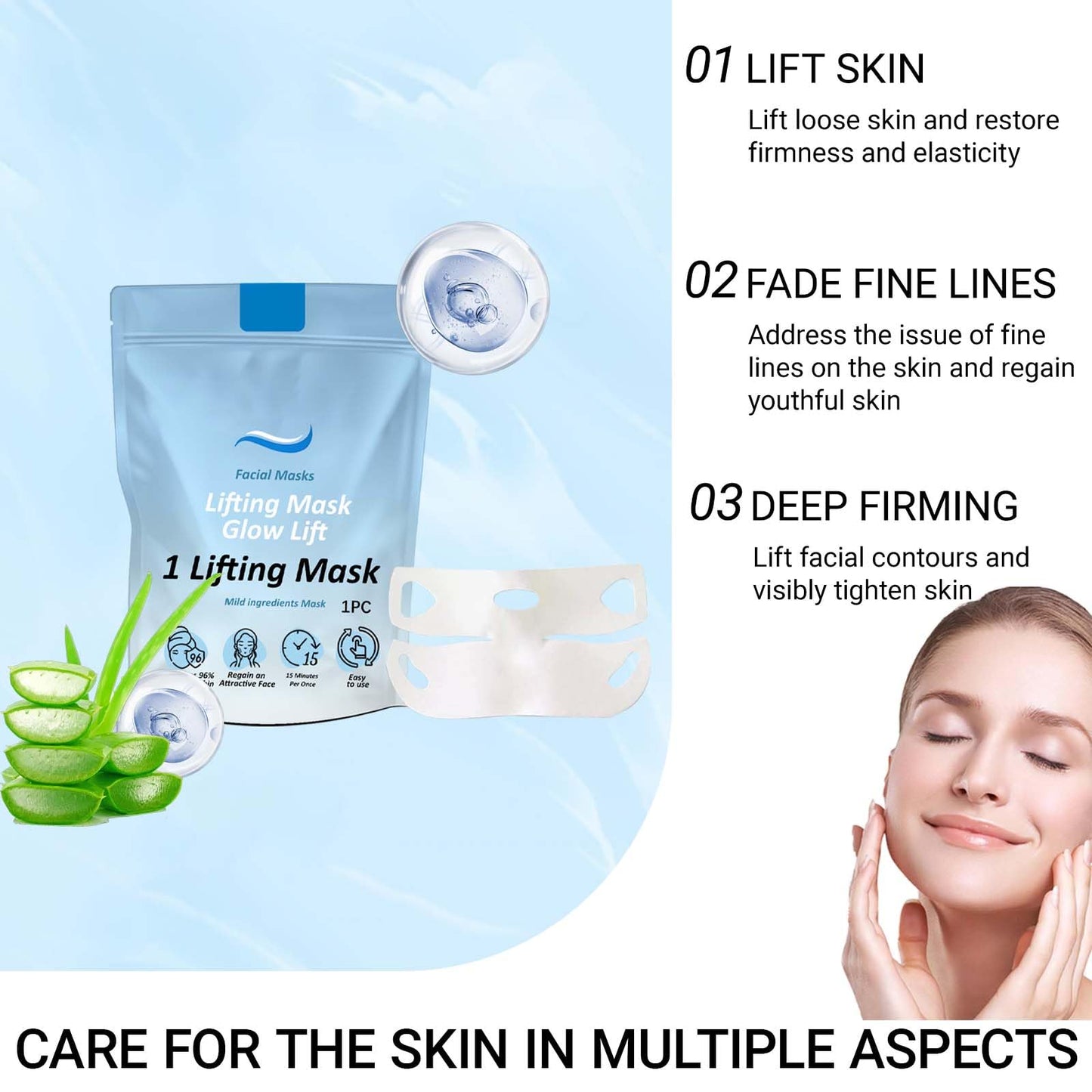 Double Chin Lifting Mask for Jawline Sculpting – V-Line Face with Collagen Lift Strap, Firm & Tighten Skin Overnight – Beauty Face Sculpting Sleep Mask for a Defined, Youthful Look