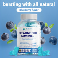 Aoruilia Creatine Gummies for Men & Women 5000mg 60 Chewable Creatine Monohydrate Gummies for Muscle Strength & Growth Sugar Free Pre-Workout Supplementm Vegans Gym (Blueberry Flavour)
