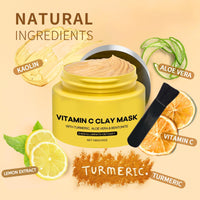 IZBEAUVO Vitamin C Turmeric Clay Face Mask with Kaolin Clay for Dark Spots, Turmeric Mud Mask for Acne-Prone, Deep Cleansing Clay Mask, Vitamin C Mud Mask for Glowing Skin, Mud Mask for Face, Even Skin Tone