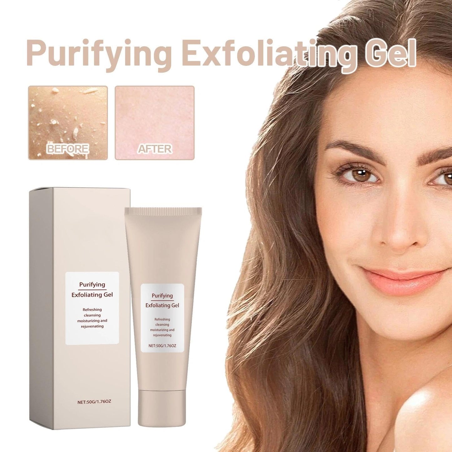Purifying Exfoliating Gel - Gentle Formula for Cleansing, Exfoliating, and Moisturizing, Softens Dead Skin, Soothes and Purifies Facial Skin