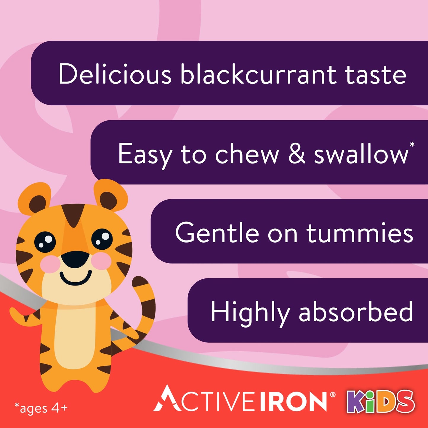 Active Iron Kids Chews, with Iron & Vitamin D, Blackcurrant Flavour, 30 Day Supply