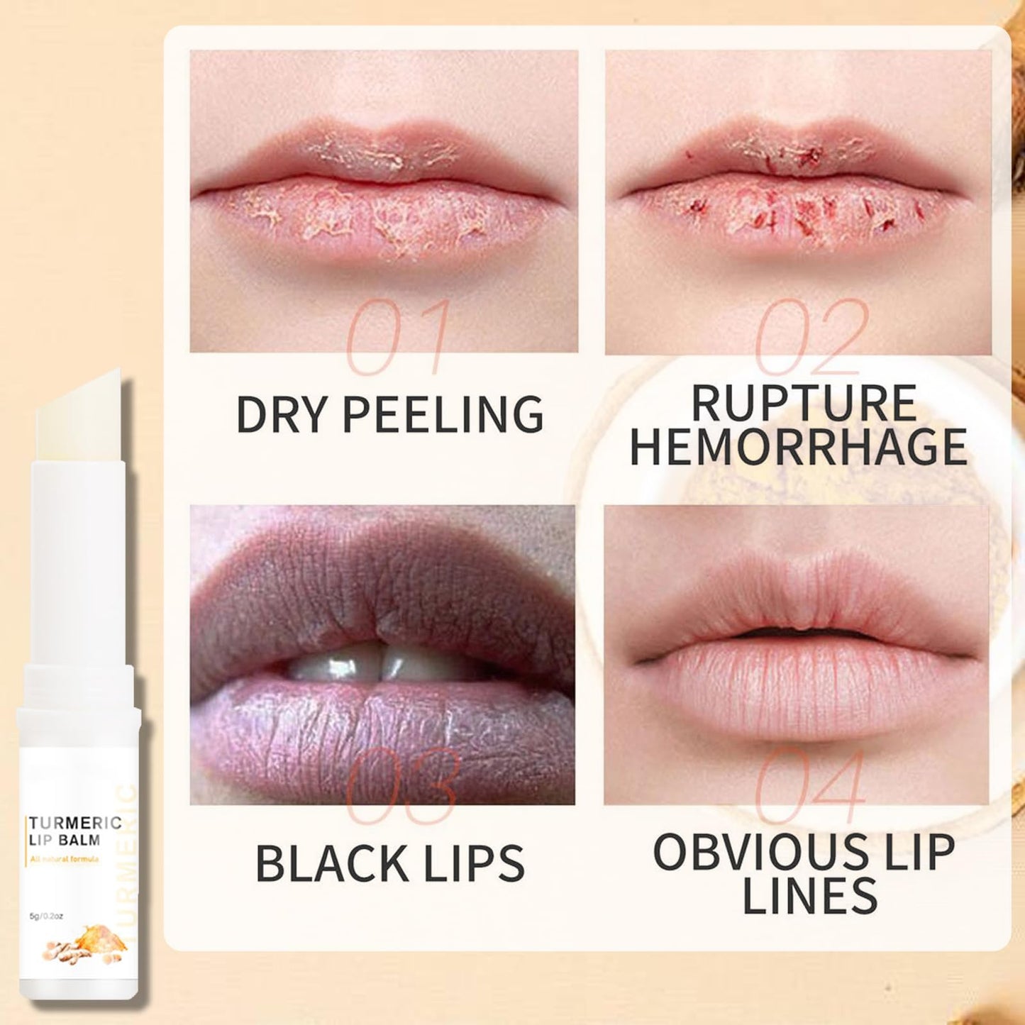 LUMKMAS Lip Lightening For Dark Lips, Turmeric Lip Balm Hydrating & Brightening Dark Lips, Moisturizing Cream Balm Lips Pink Bleaching, Daily Lip Care Balm, Repair Cracked Chapped Dry Lips