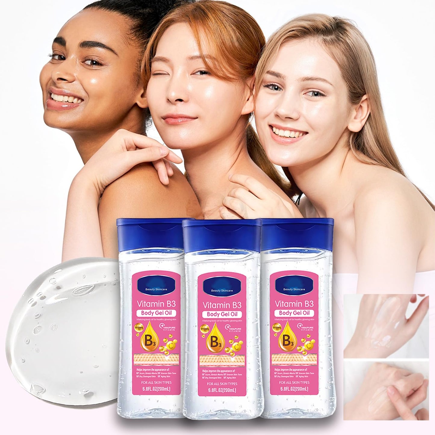B3 Body Oil Gel- Body Oil For Women- Body Moisturising for Hydrating Skin Care- Vitamin E Oil For Dry Skin- Body Skin Care Oil For Repairing Dry,Anti Winkle& Firming- Moisturiser For Oily Skin