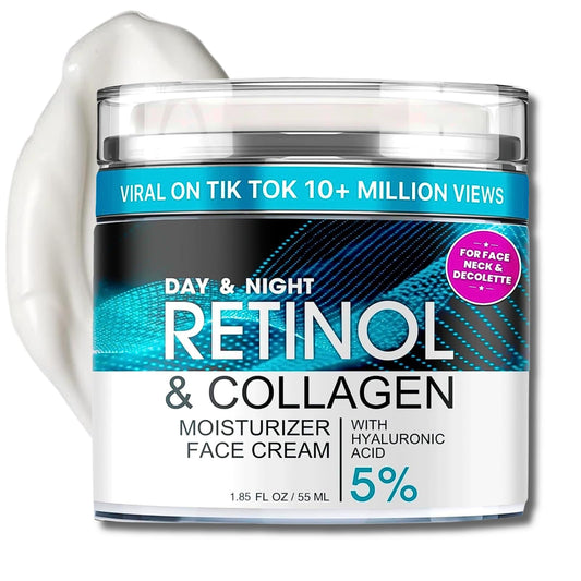 Trendyfave Retinol Cream for Face, Advanced Retinol Collagen Cream for Face with 5% Hyaluronic Acid, Anti-Aging Retinol Cream, Anti-Wrinkle, Reduce Fine Lines Lifting and Firming Cream, 24-Hour Face Care 55ml
