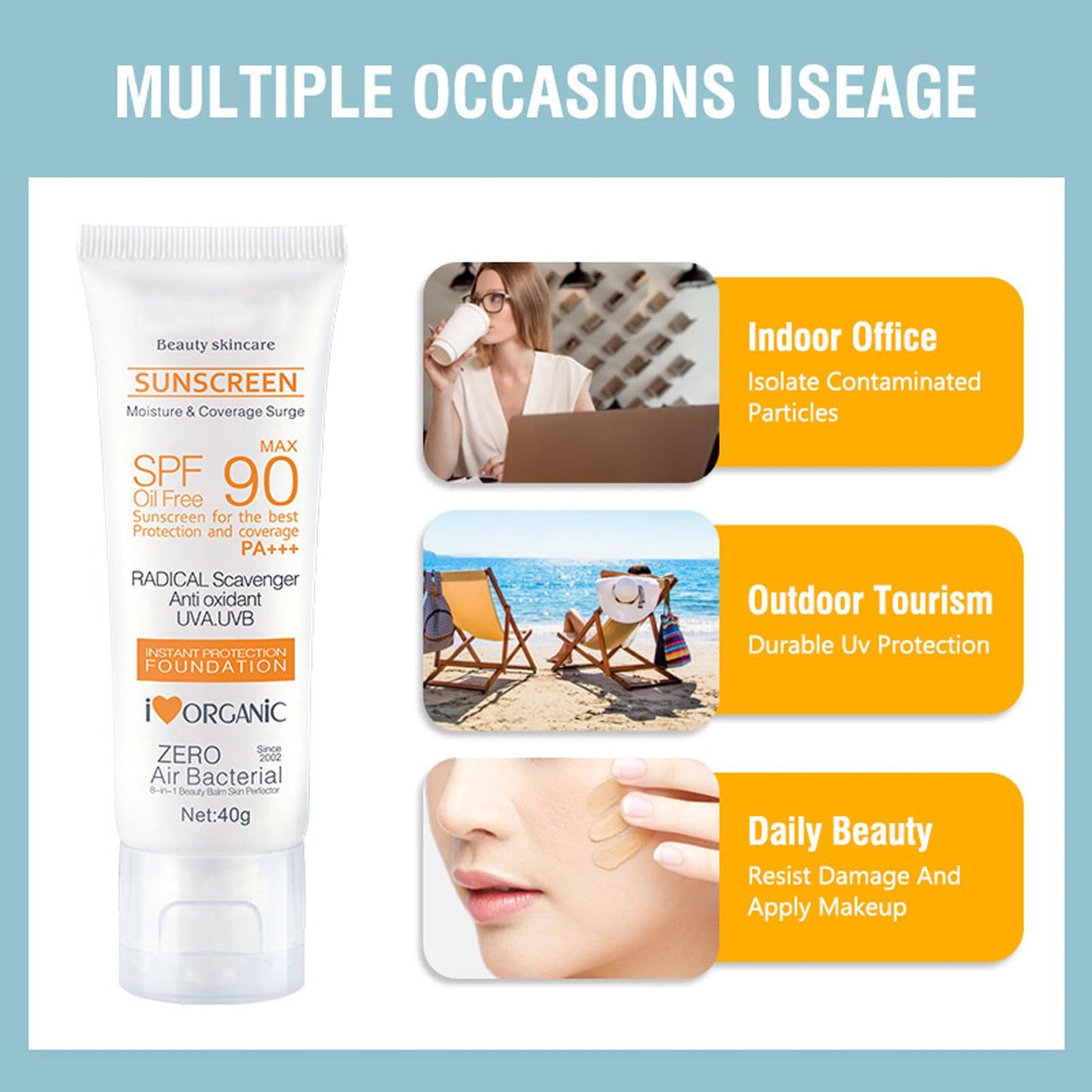 KAYZON SPF 90+ Sun Cream, SPF 90+ UVA/UVB Protection Sunscreen, Ultra-Light Invisible Suncream Factor 90 PA+++, Highly Water & Sweat Resistant Sun Lotion Korean Skincare - Refrenshing, Non-Greasy