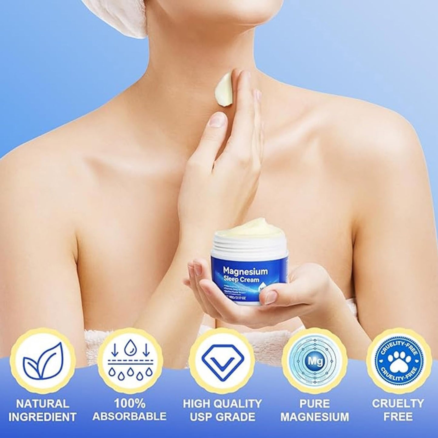 MEITREND Magnesium Soothing Sleep Cream,Hydrating Body Cream for Women & Men,Skin Tightening Cream Body,Soothing Sleep Butter,Face & Body,Body Cream for Very Dry Skin,Sleeping Cream for Night,Skin Moisturizier