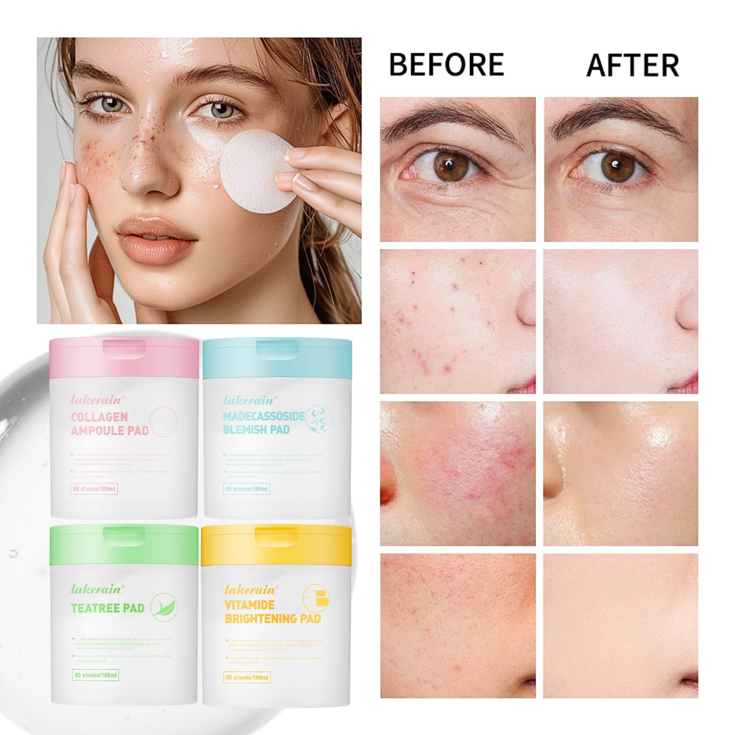 IZBEAUVO Vitamide Brightening Toner Pads, 80 Toner Face Wipes - Vegan Face Hypoallergenic Face Pads With Niacinamide, Sea Buckthorn - Radiance Boost Pads For Clear, Illuminate Skin (Orange-Vitamin)