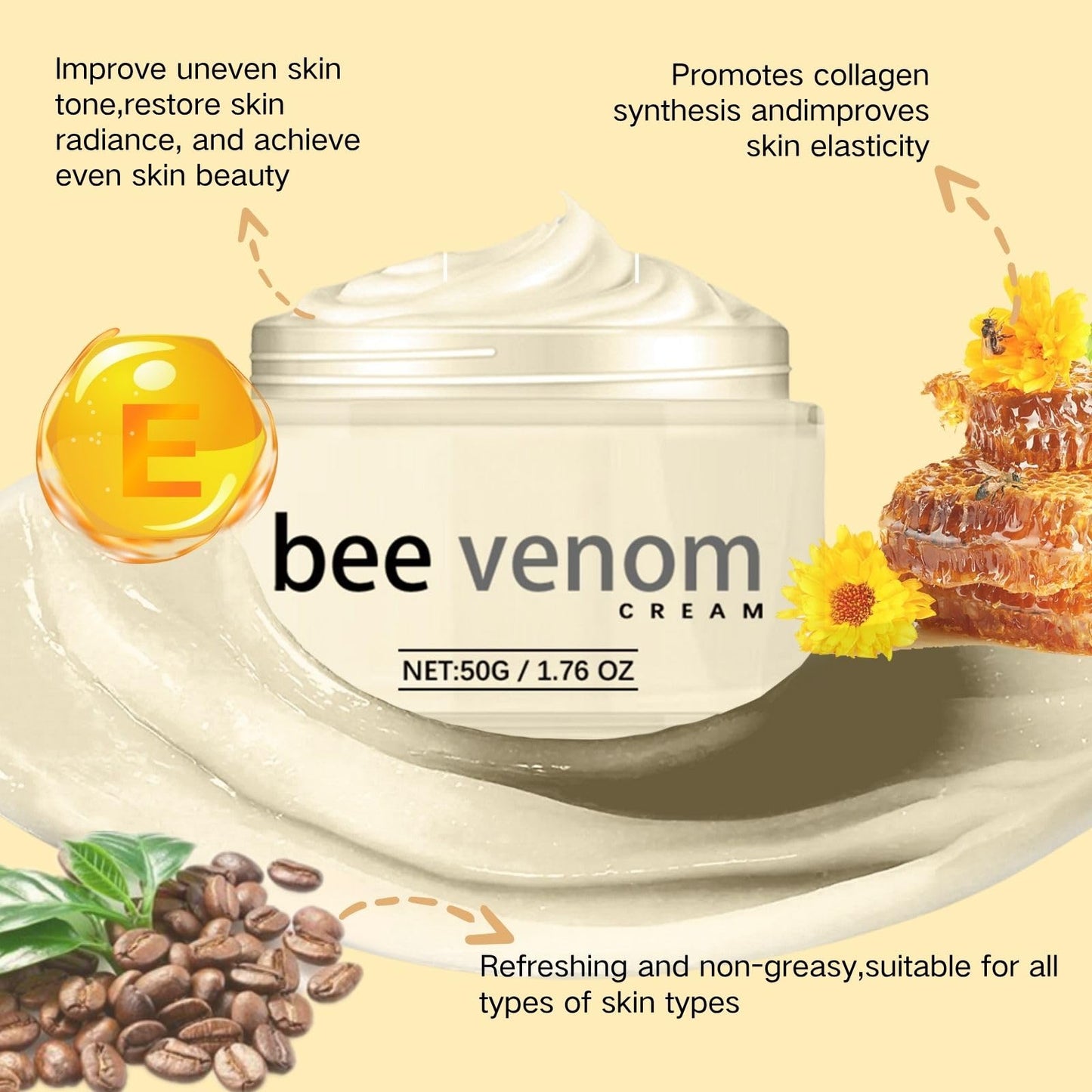 Cureluxe Bee Venom Firming Duo Set, Anti-Wrinkle Facial Essence Stick and Firming Cream Designed toImprove Skin Firmness, Restore Skin Elasticity, and Provide Hydration, Contains Vitamin E and Bee Venom