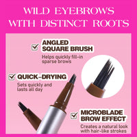 Magic Liquid Eyebrow Pen & Angled Brush Pencil - Waterproof, Long-Lasting For Natural Full Brows (03 Espresso)