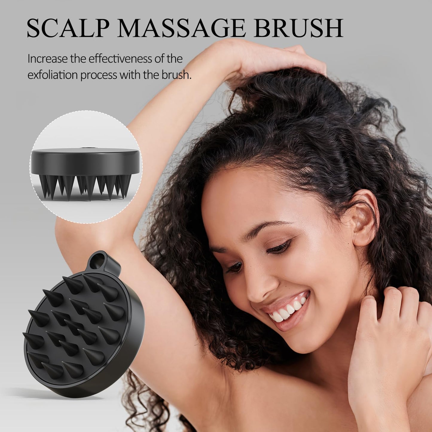 Scalp Scrub, SHVYOG Bamboo Charcoal Scalp Exfoliator, Coconut Oil Scalp Exfoliator Scrub for Build Up, Hair Treatment Nourishing Detox Hair Care with Scalp Massager, 10.58 oz