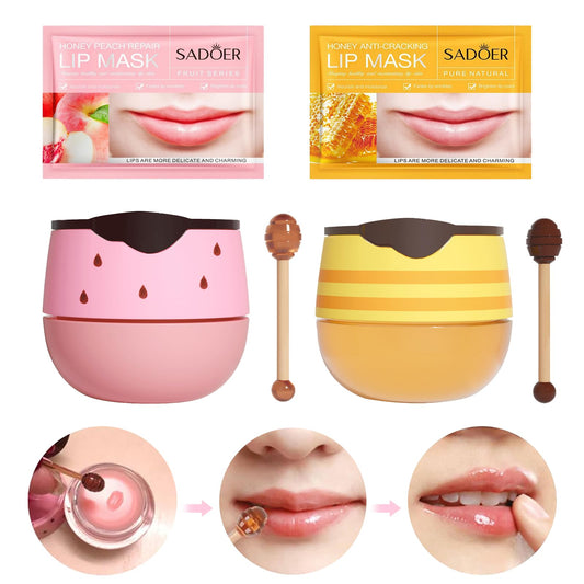 ExcellaElite Honeybalm Lip Balm, Honey Balm Uk lips, Honey lip Balm - Premium 4 PCS Set Honey & Strawberry Lip Balm with Exfoliating & Hydrating Properties - Honey Pot Lip Balm for Dry, Cracked & Chapped Lips