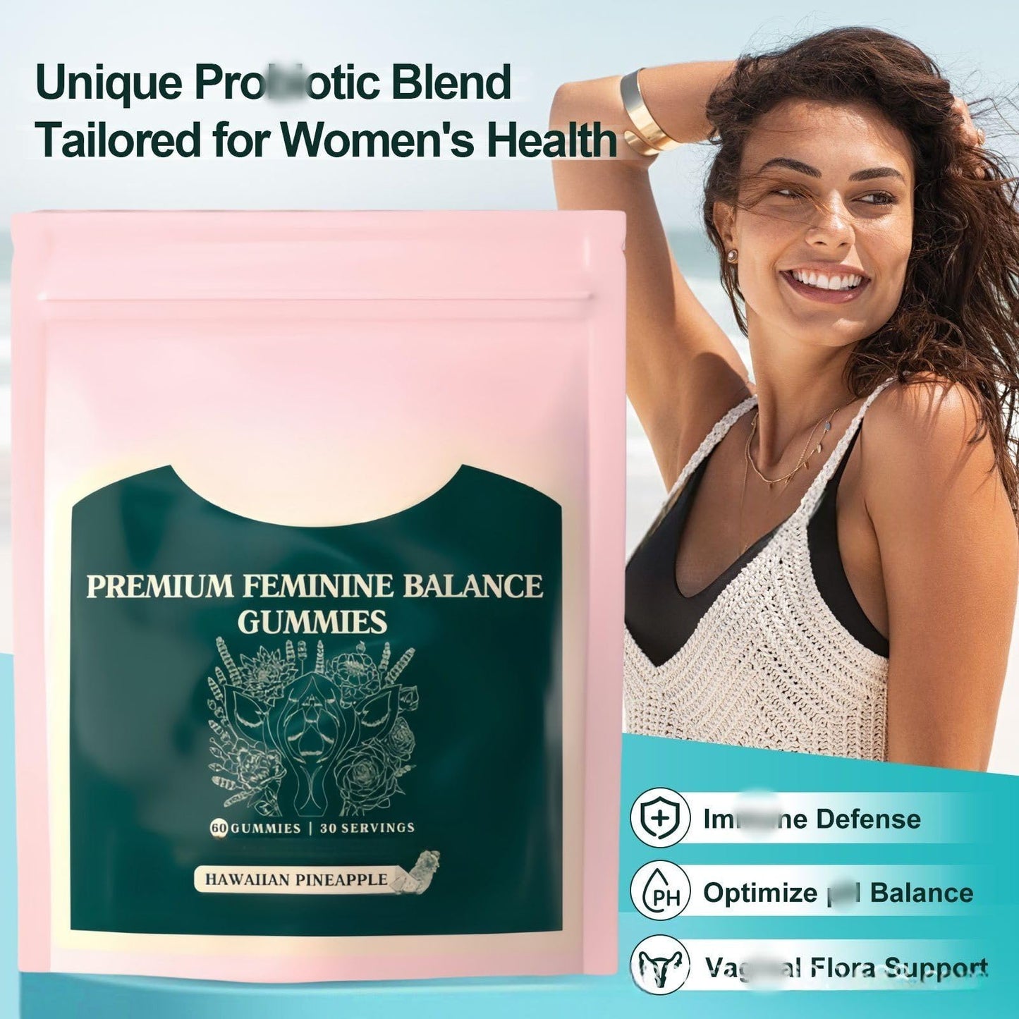 Oumun Feminine Balance Gummies,Premium Feminine Balance Gummies,Hawaiian Pineapple,Collagen Gummies for Women of All Ages,Gummies for Womens in-ti-Mate