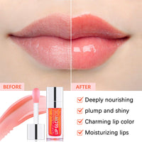 Uocasi Plumping Lip Oil, Hydrating Lip Gloss Tinted Lip Balm Transparent Lip Care, Big Brush Head Glitter Shine, Long Lasting Nourishing Non-sticky Fresh Texture (#2 Coral), 1 count