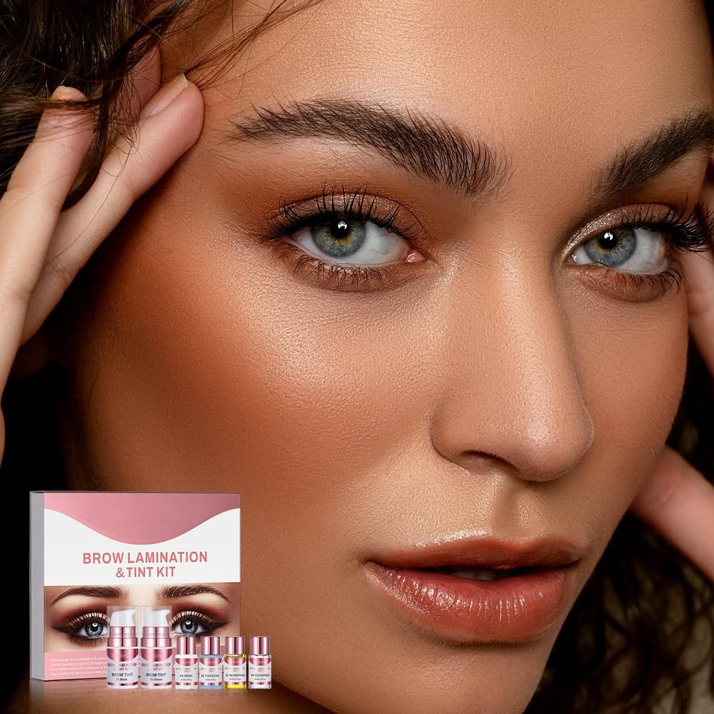 SONGQEE Upgrade Brow Lamination Tint Kit - Eyebrow Lamination Kit with Black & Brown Color Eyebrow Dye, Eyebrow Perm Kit & Eyebrow Lift Kit for Fuller and Thicker Brow, Long Lasting for 6-8 Weeks