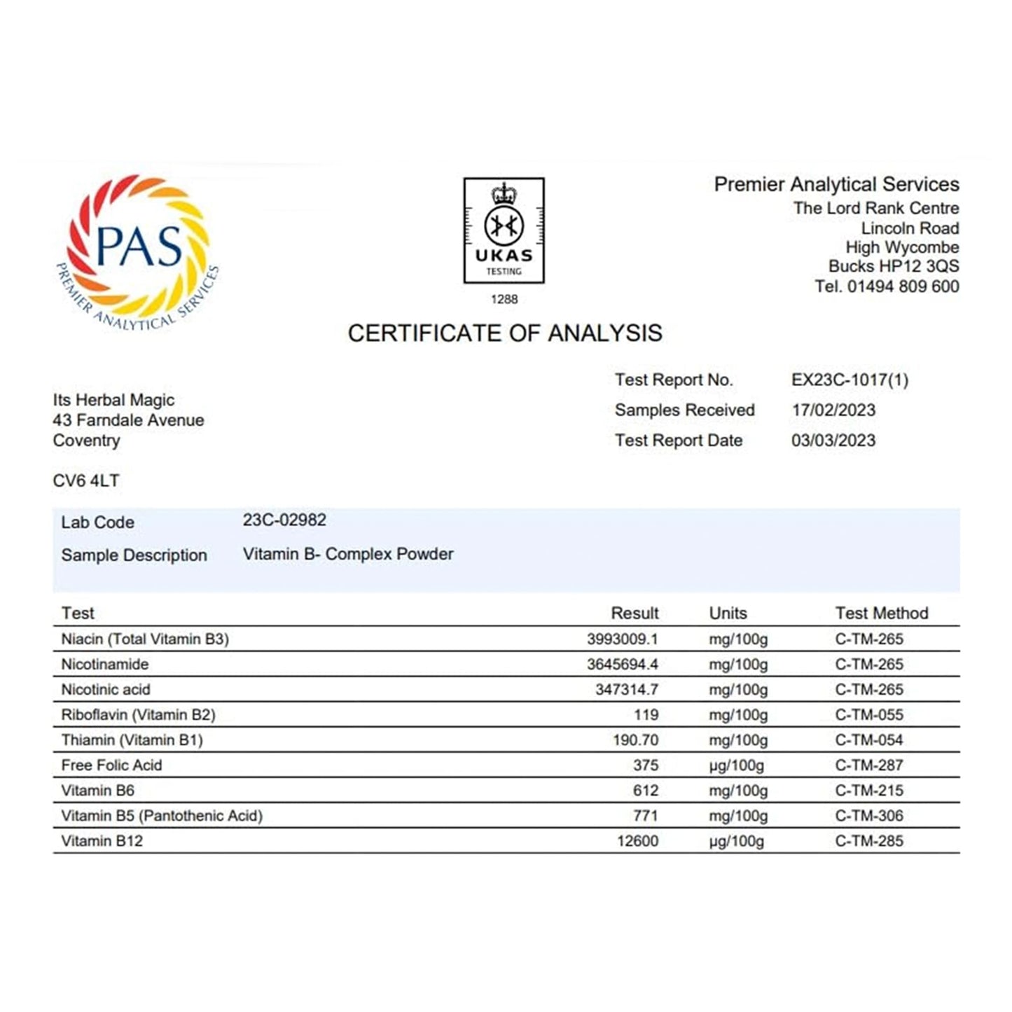 Herbal Magic's Pure & Natural Blend -Vitamin B-Complex 60 Veg Capsules - Made from 14 Different Fruits, Vegetables & Herbs UKAS LAB Tested in UK No Fillers/Colors/Preservatives/maltodextrin