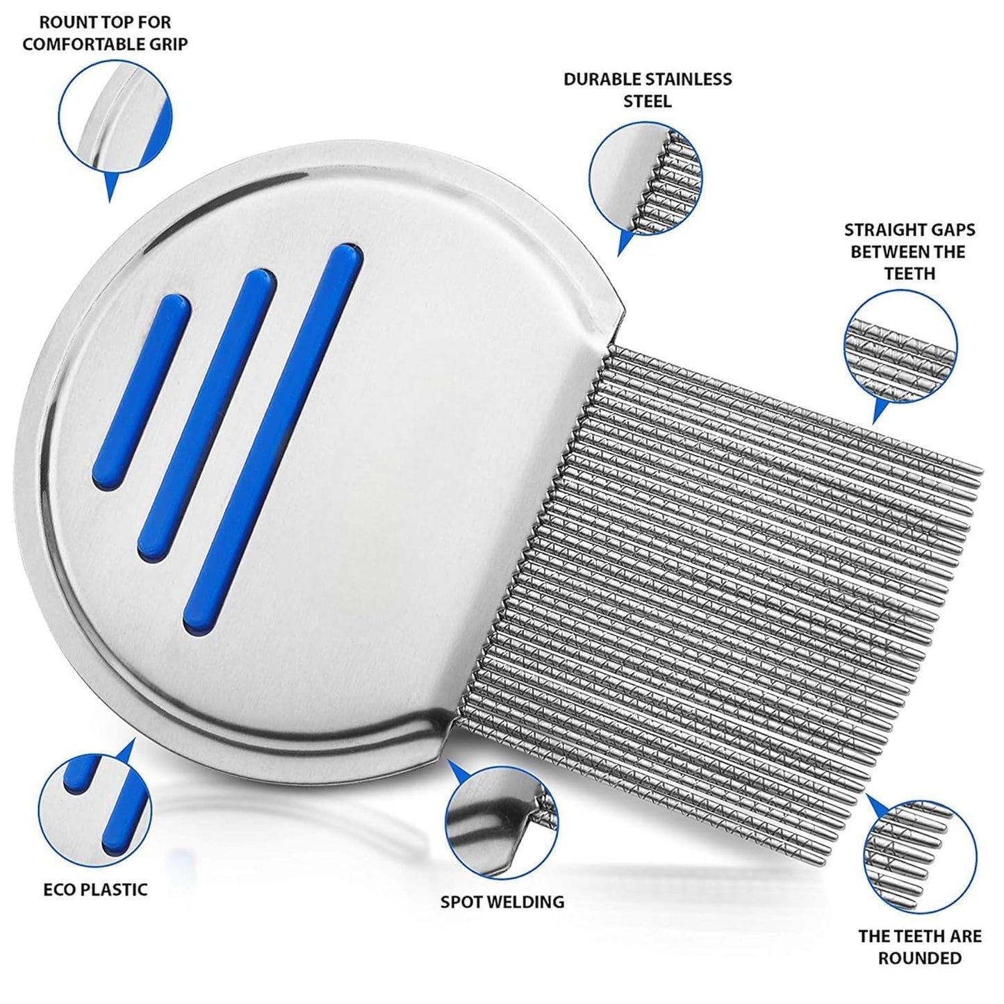 Generic 2 Pack Lice Nit Combs, High Grade Stainless Steel Lice Combs, Reusable Head Lice Treatment Combs with Double Sided Teeth, Lice Eraser Extra Strong Tooth Head Louse Nit Remover Comb for Adults/Pets