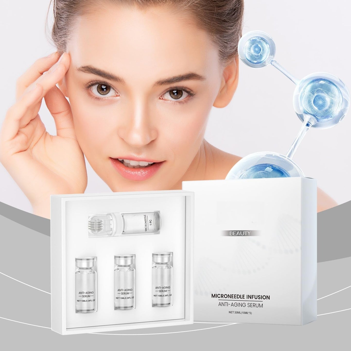 Xinyig Infusion Micro Facial System,Glow Infusion Micro System,Hyaluronic Acid Microneedling Essence for Glowing Skin,Smooth Skin Facial Serum,Micro Anti-Aging Facial System,Micro Needling Kit,Skin-Firming
