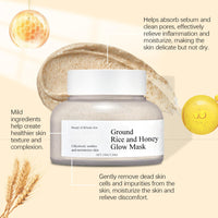 ISBEAUSOLS Rice And Honey Clay Mask - Moisturizing Face Masks Skincare - Facial Mask with Rice Extract and Honey - Hydrating Face Mask For Deep Cleansing, Reducing Pores & Acne - Face Masks Beauty For Women