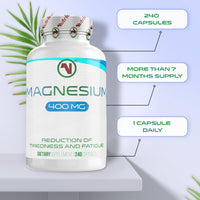 Mega Strong Magnesium Capsules 400mg | 240 Easy to Swallow Supplements | 8 Months Supply | Reduce Tiredness and Fatigue