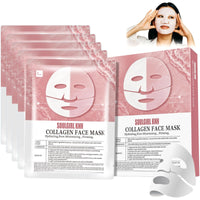 IZBEAUVO Collagen Face Mask, 5PCS Collagen Real Deep Mask, Collagen Mask, Face Sheet Masks, Hydrating Face Mask, Face Masks Beauty, Pore Minimizing, Firming, Elasticity Improvement