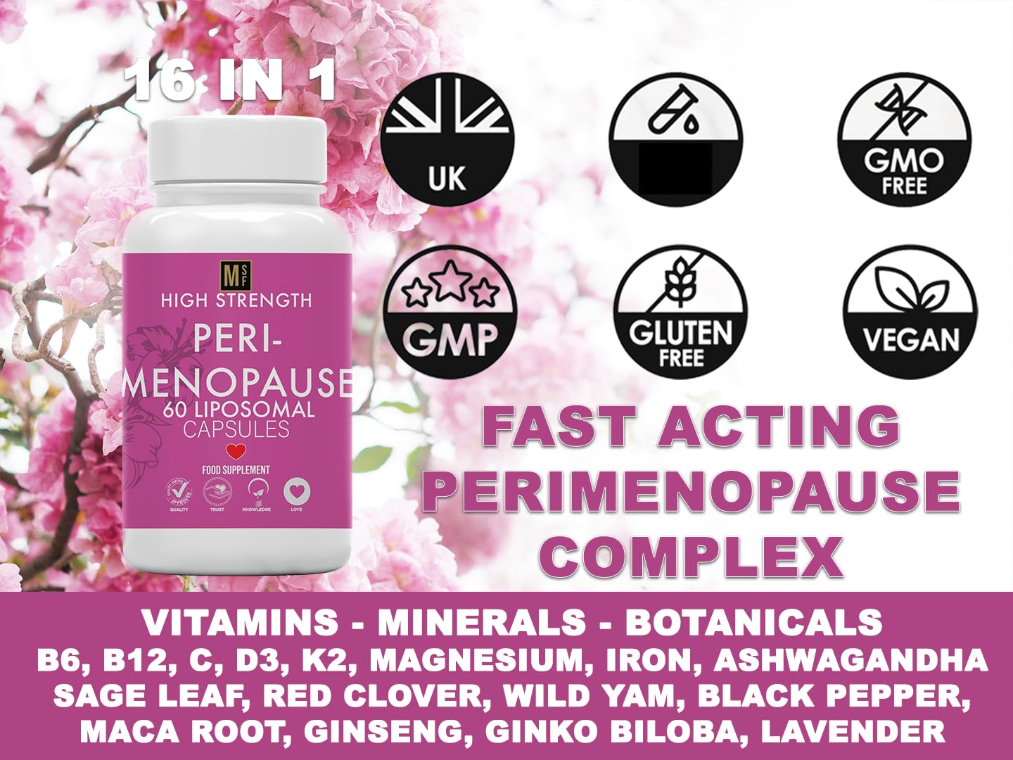 MetaSuperfoods Liposomal Perimenopause Womens 60 Multivitamin Capsules | Vegetarian | High Strength Women’s Vitamins | Menopause Supplement 1 A Day Non GMO