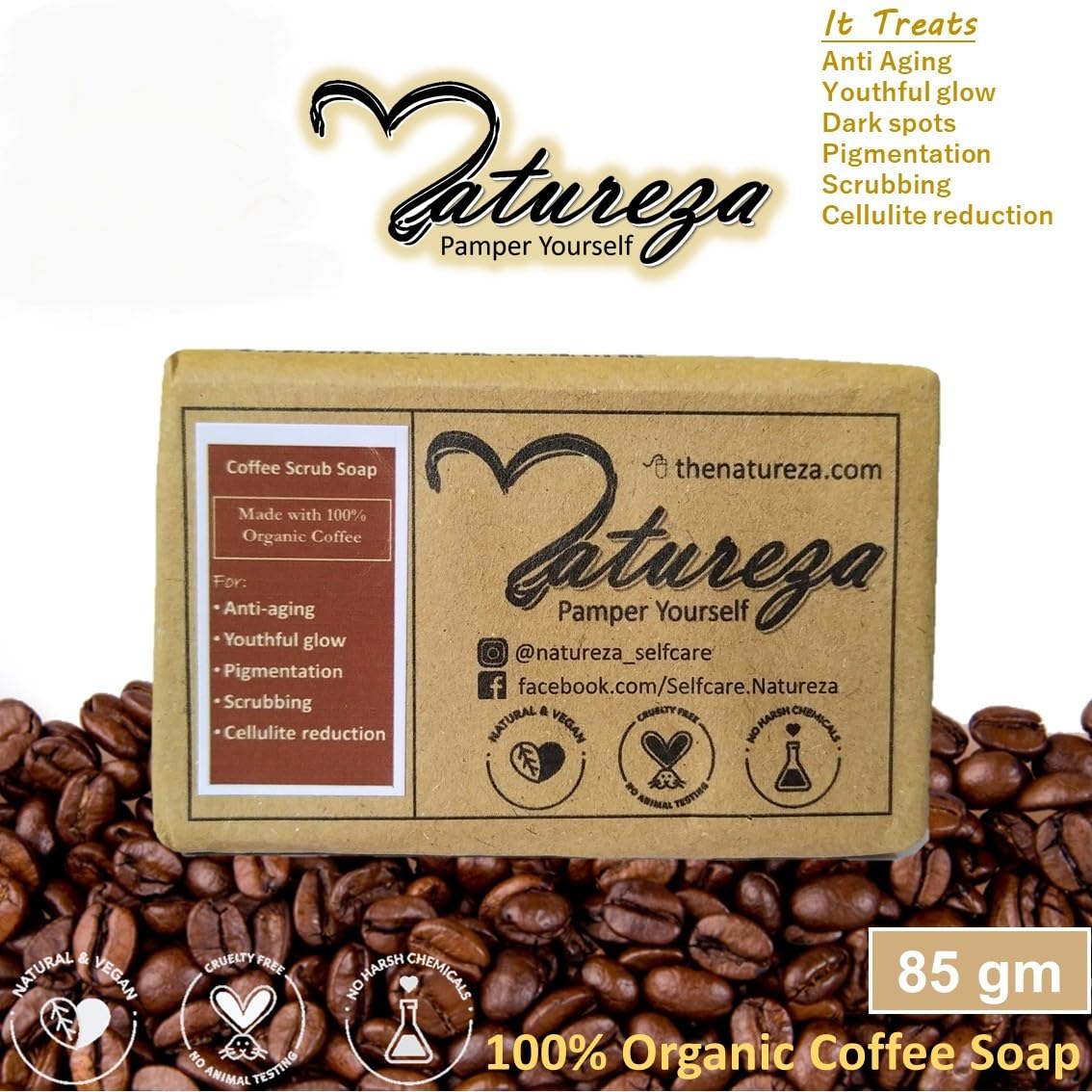 Generic Handmade Organic Coffee scrub soap Anti Acne Anti aging 90g