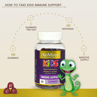 Bio Mirco Kids Triple Immunity Complex, Immune Boosting Gummies for Kids, Vitamin C, Zinc and Elderberry, 60 Gummies – 2 Month Supply, Elderberry Flavour, Great Tasting,Support Immunity and Overall Wellness