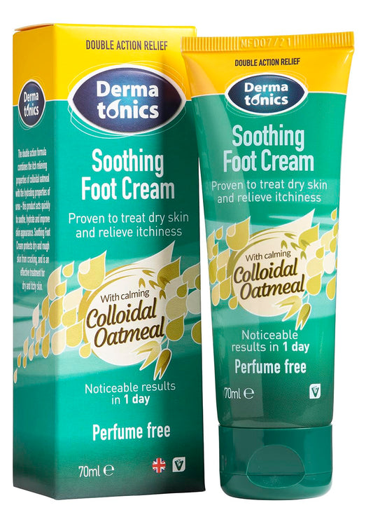 Dermatonics Soothing Foot Cream - Rapid Relief for Athlete’s foot, Dermatitis, Dry Skin Conditions with Calming Colloidal Oatmeal | Suitable for Diabetics and is Vegan-friendly | 70 ml