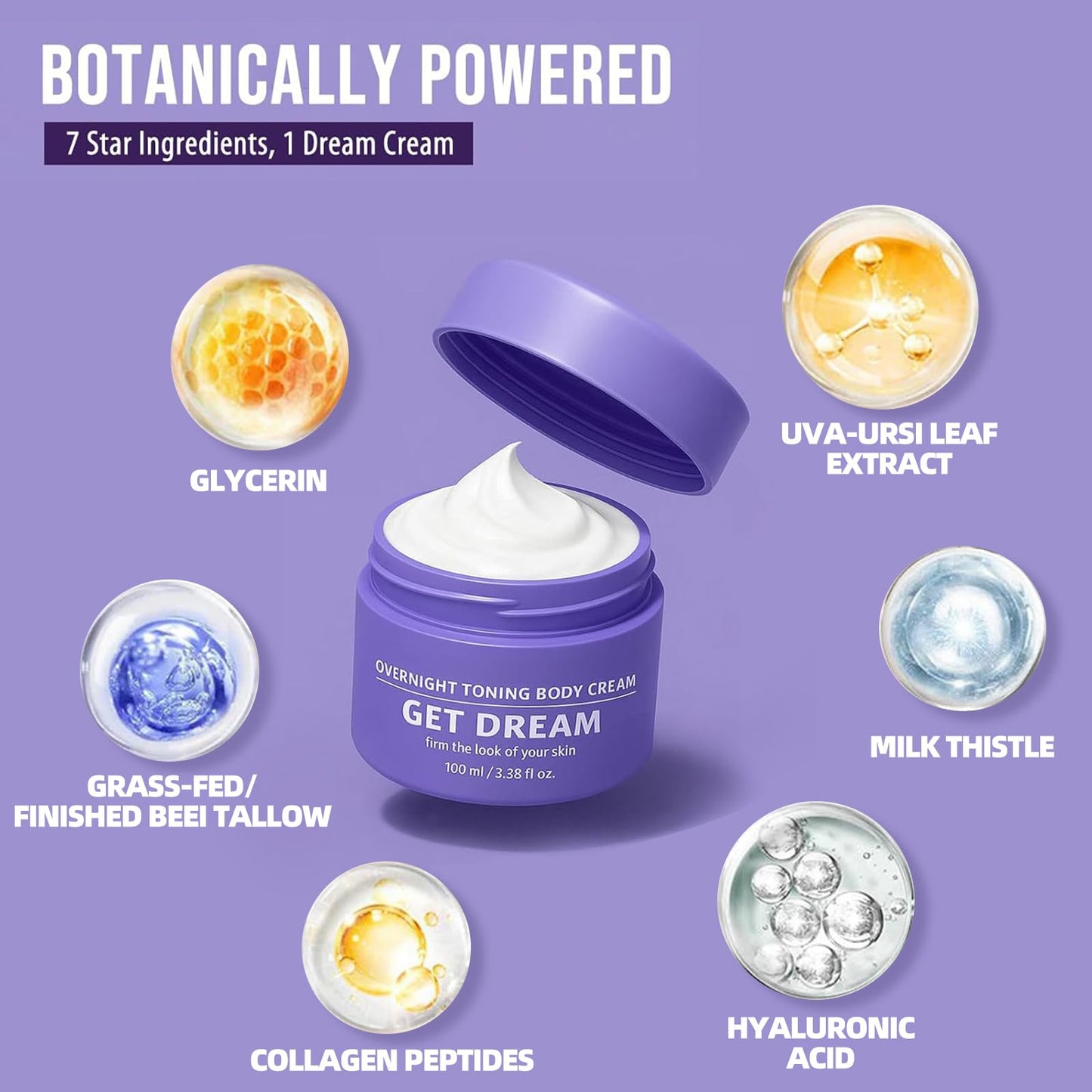 SHENYI 2PCS Get Dreamy Overnight Toning Whip-Get Dreamy Cream, Overnight Toning Body Cream for Firming & Smoothing Skin, Body Moisturizer for Women, Hydrating & Fast Absorbing