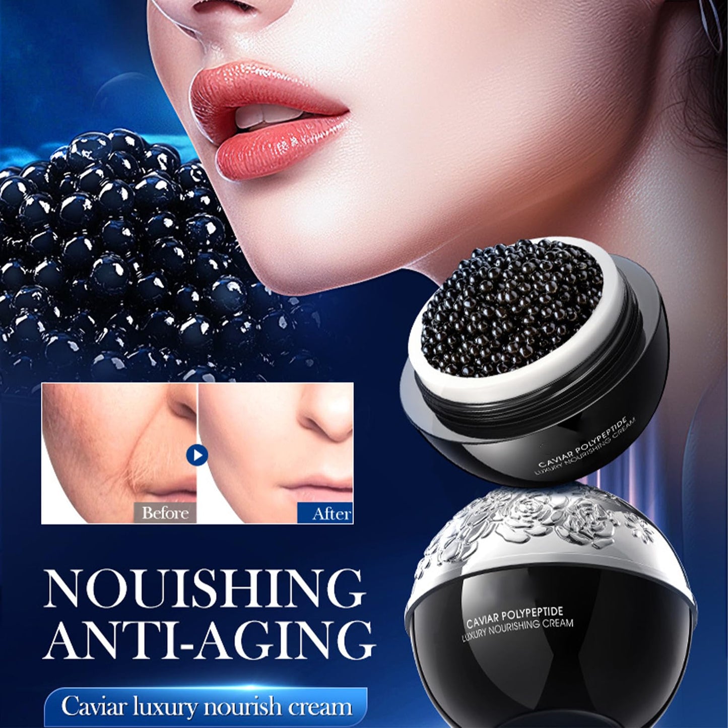 AurolaGlow Luxury Caviar DNA Sodium Firming Cream – Reduce the Appearance of Fine Lines and Wrinkles, Deep Hydration & Skin Firming, Nourishes & Smooths Skin, 50ML