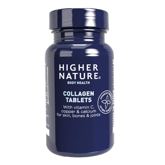 HIGHER NATURE Higher Nature - Collagen Tablets - Hydrolysed Marine Collagen - Vitamin C - Calcium for Bone Support - Responsibly Sourced - 180 Tablets