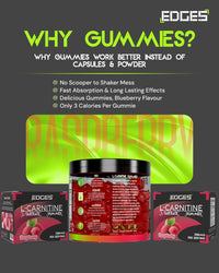 Edges L-Carnitine L-Tartrate 3150mg Gummies – 90 Raspberry Gummies – High Strength for Energy, Metabolism & Fatigue Support – Vegan Friendly L-Carnitine L-Tartrate Supplement – 30 Day Supply