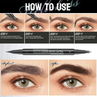 CTUBLIAUNX Eyebrow Pencil Dark Brown, Smudge-proof Eyebrow Pencil with 2 Fork Tip and Precise Brush-Tip, Waterproof Eye Brow Pen Instantly Creating Natural 3D Beauty Brow for Makeup Starter