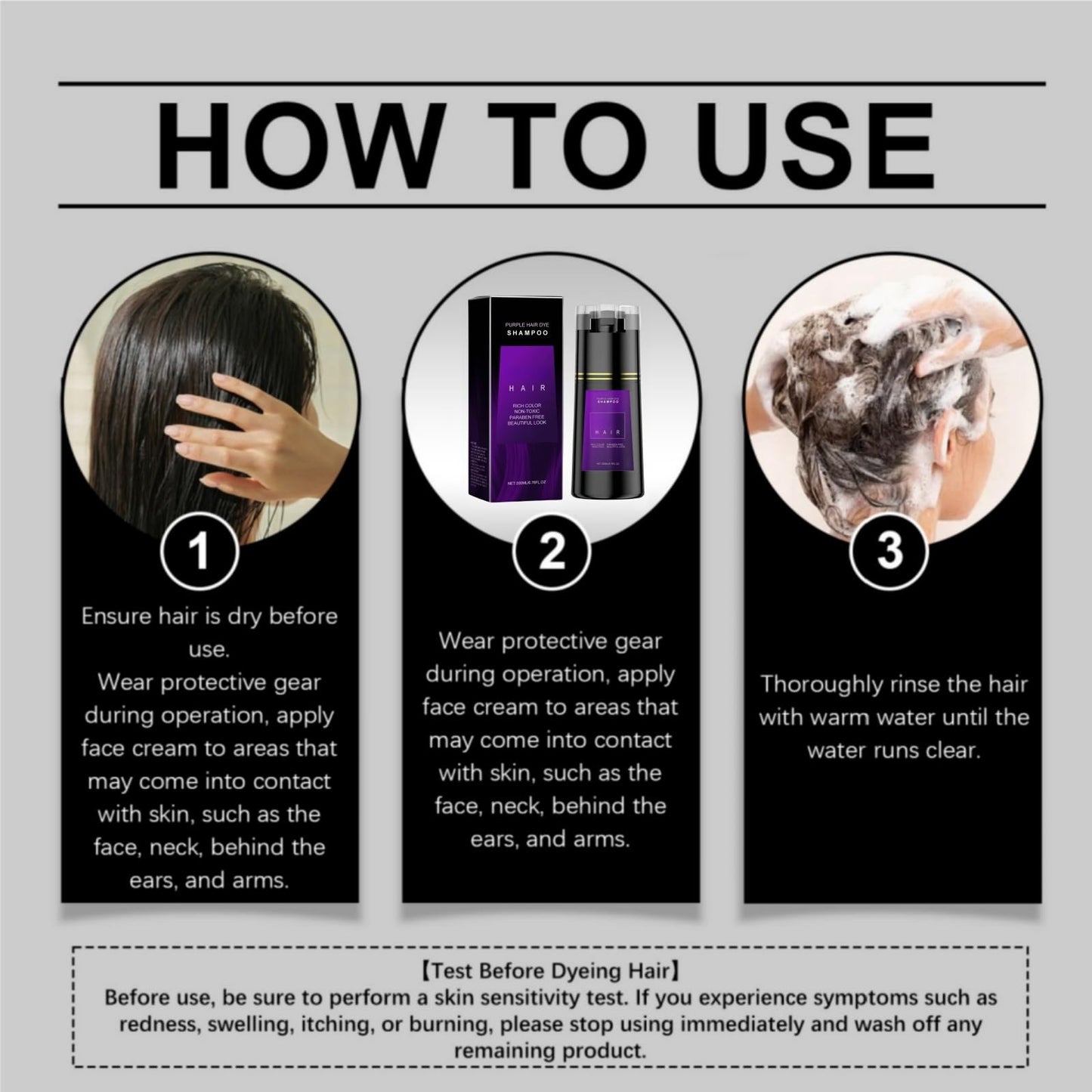 SingHao Polar Hair Dye Shampoo,3-In-1 Sha/mpoo for Color Treated Ha/ir,Instant D/ye Sham/poo,H/air Colour S/hampoo for Women Grey Ha/ir Coverage,Home Hair Dy/e Pu/re Plant Extract,Anti Grey Shampoo(Purple)