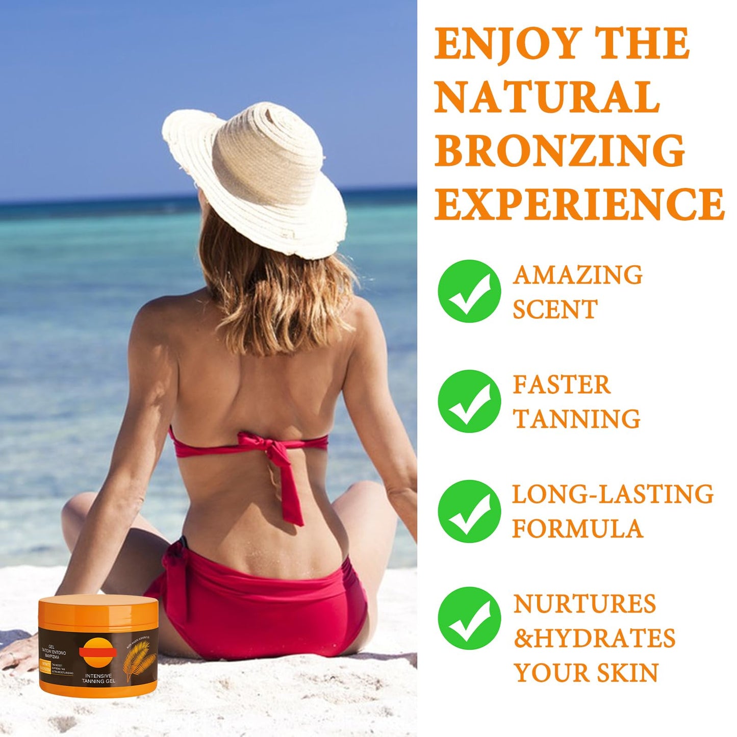 ExcellaElite Intensive Tanning Gel 2 Pieces Tanning Gel Carotene Tanning Gel Sunbed Tanning Accelerator Tanning Cream Tanning Gel for Sunbeds and Outdoor Sunbathing Intensive Tanning Luxury Gel