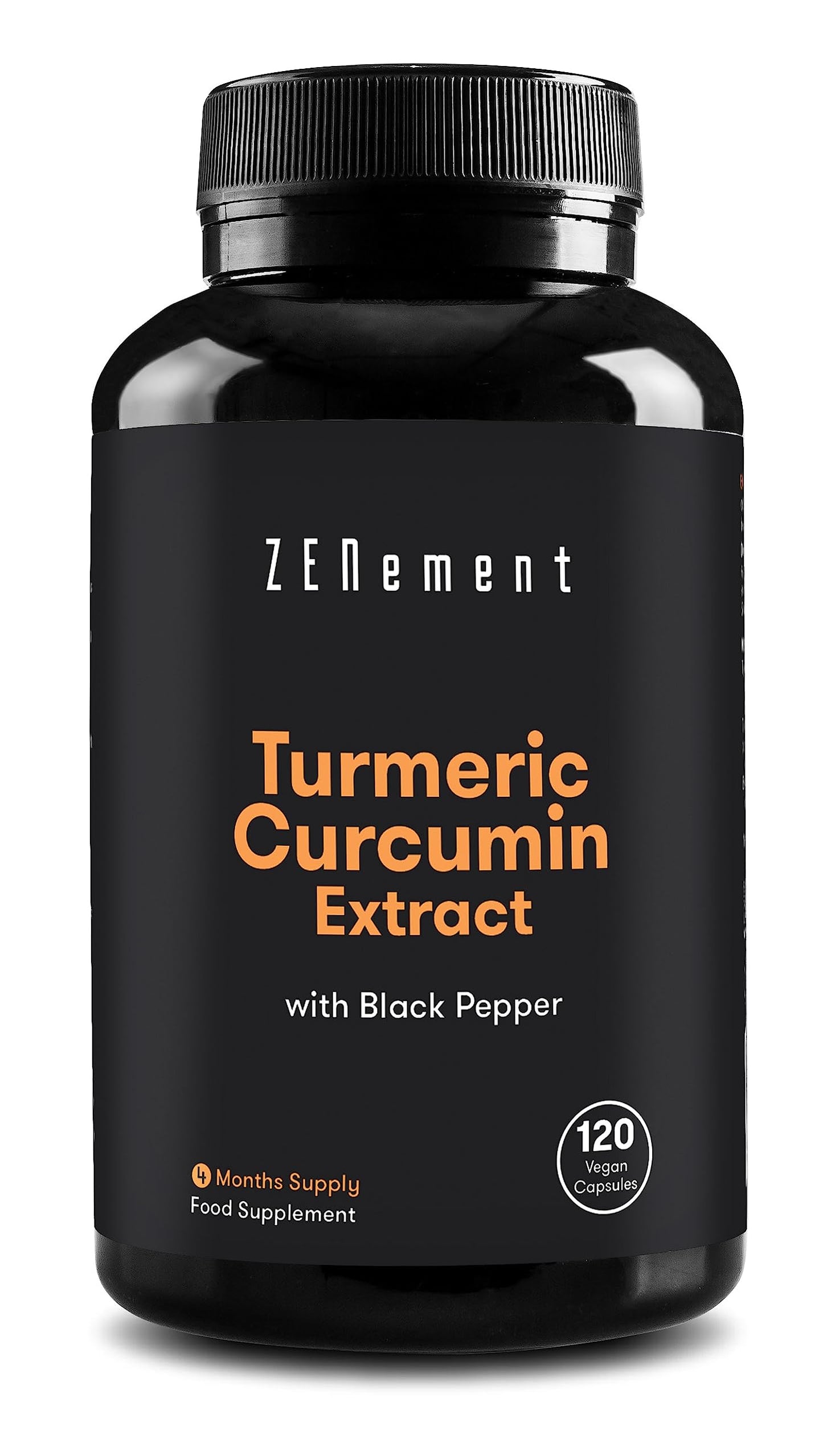 Turmeric 6100mg with Black Pepper | 120 Capsules | Powerful antioxidant, for Joint Health | 100% Natural Ingredients, Non-GMO Ingredients | Zenement