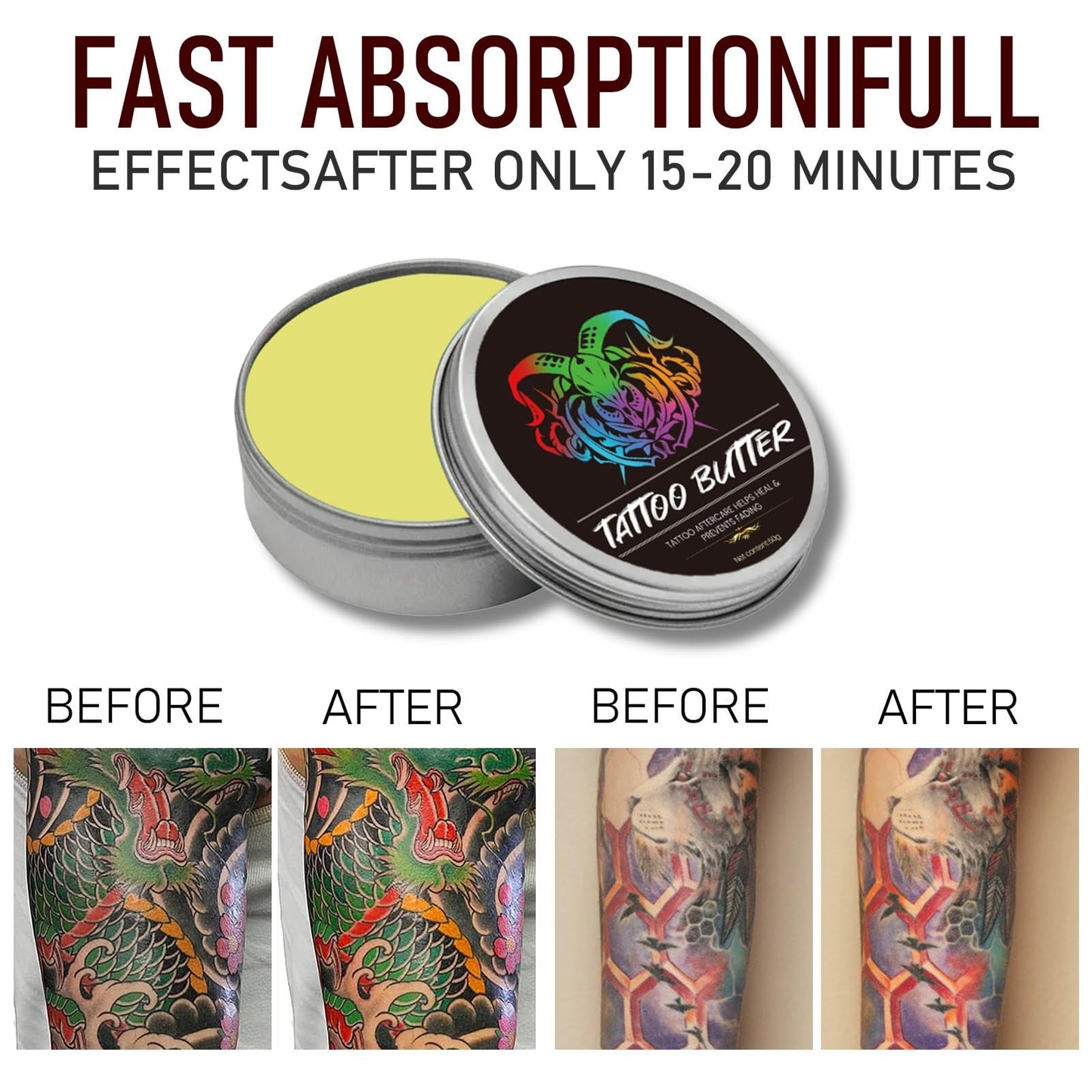 Tattoo Butter - Tattoo Aftercare - Tattoo Aftercare Body Butter for Color Enhancement,Hydrating,Nourishing - Natural Tattoo Body Moisturiser - Tattoo Aftercare Butter Balm - Tattoo Aftercare Cream